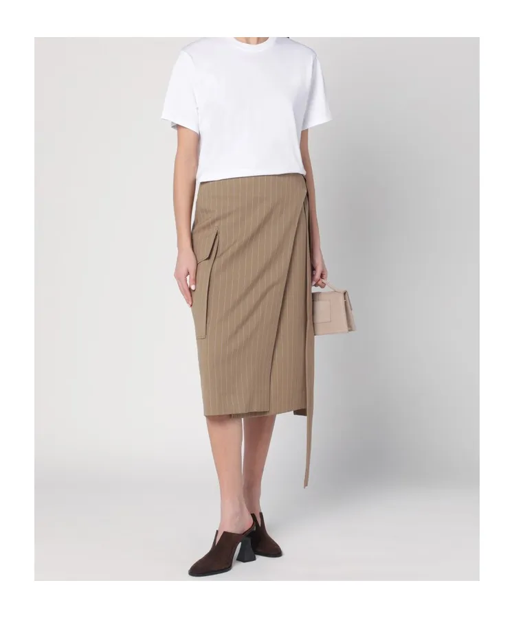 Pinstripe Wrap Skirt