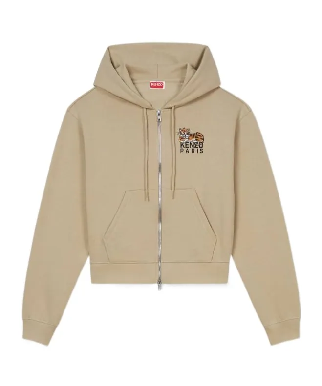 Kenzo Happy Tiger Cropped Zip-Up Hoodie