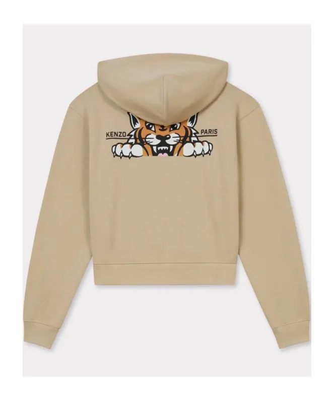 Kenzo Happy Tiger Cropped Zip-Up Hoodie