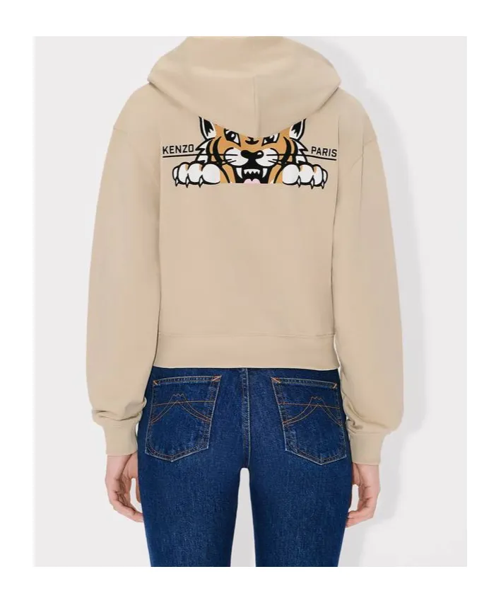Kenzo Happy Tiger Cropped Zip-Up Hoodie