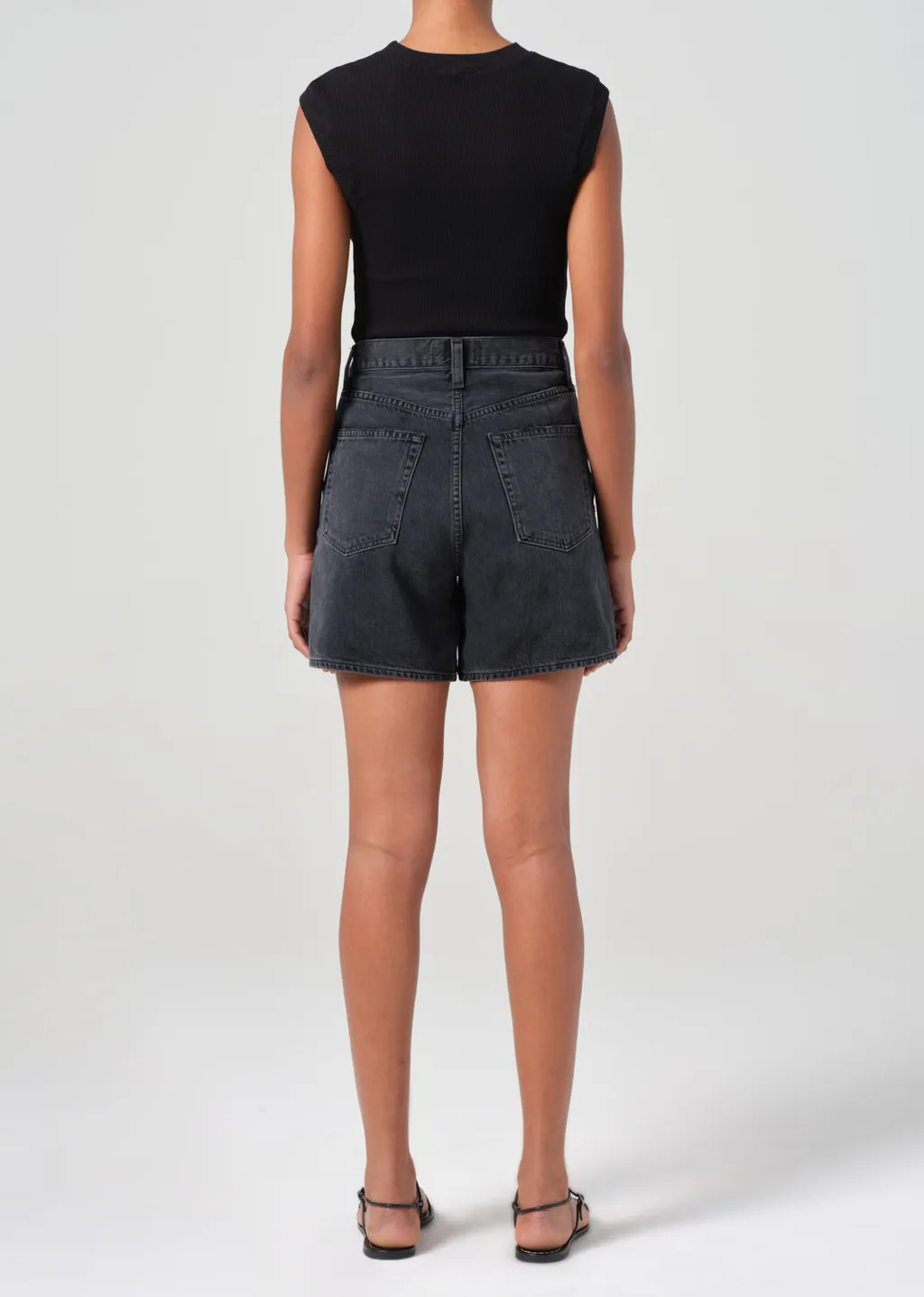 Belt-Loop Denim Shorts