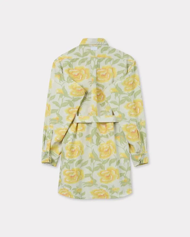 Kenzo Peonies' Kimono Sleeved Shirt Dress