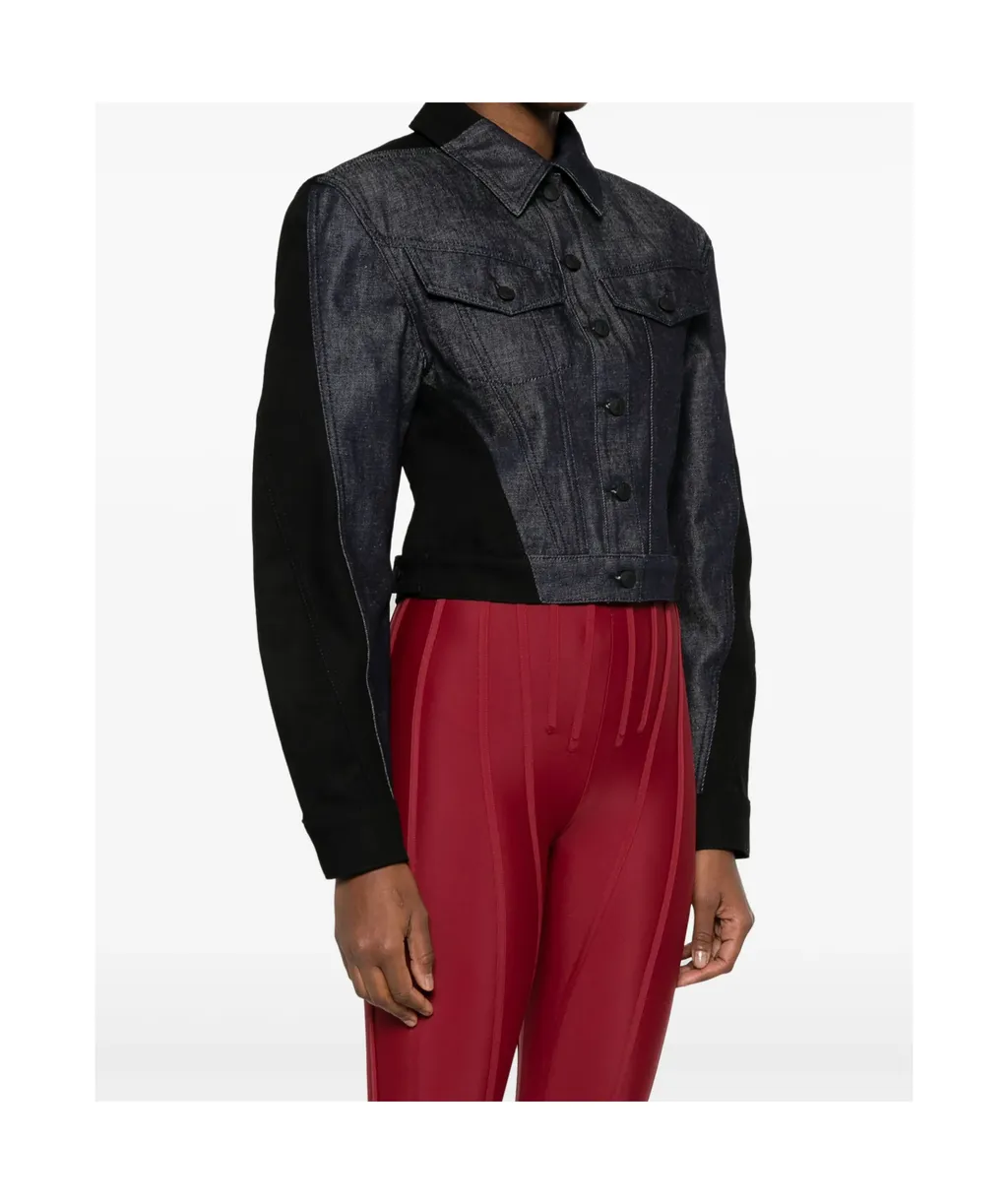 Mugler Long-Sleeved Cropped Denim Jacket