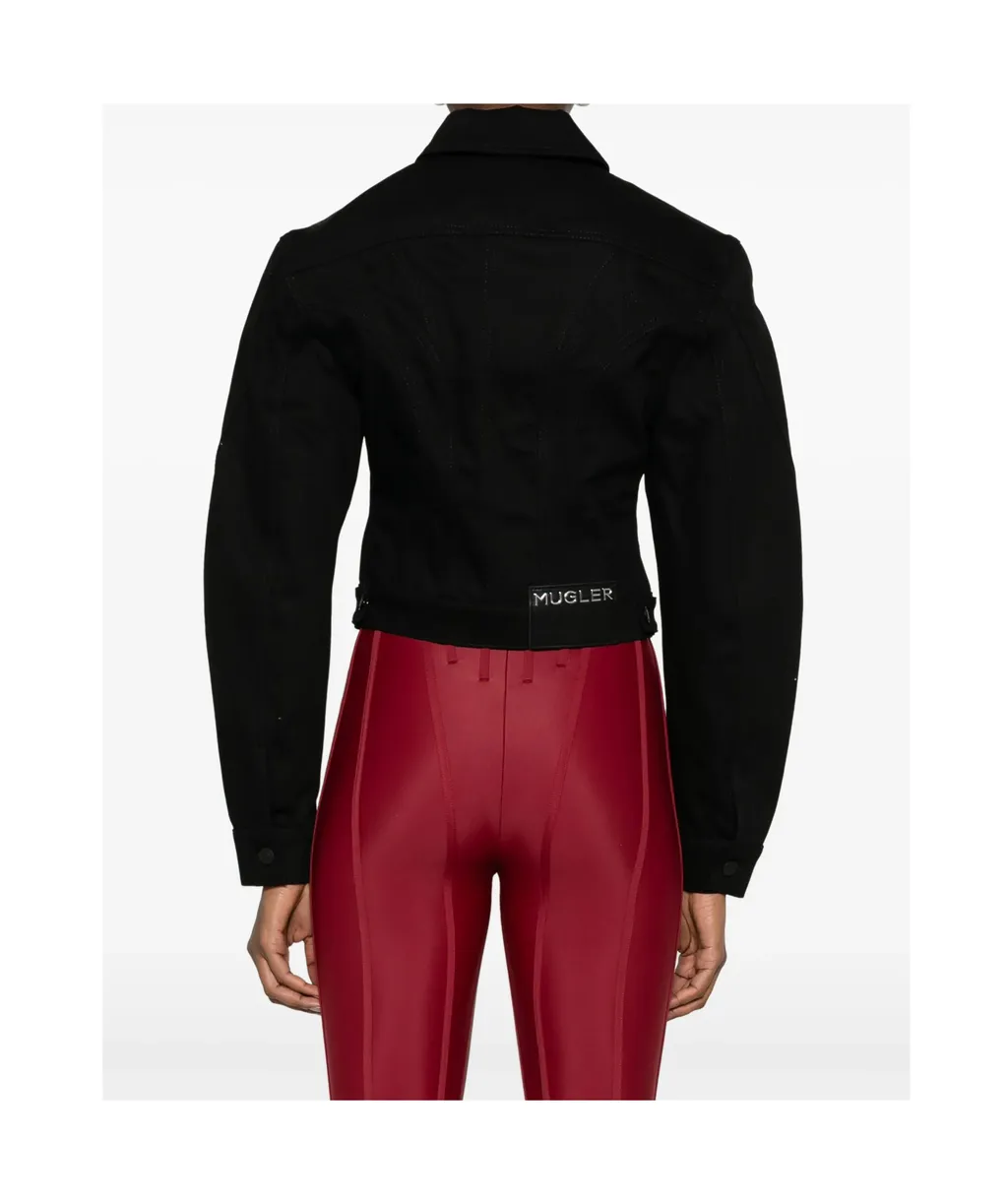Mugler Long-Sleeved Cropped Denim Jacket
