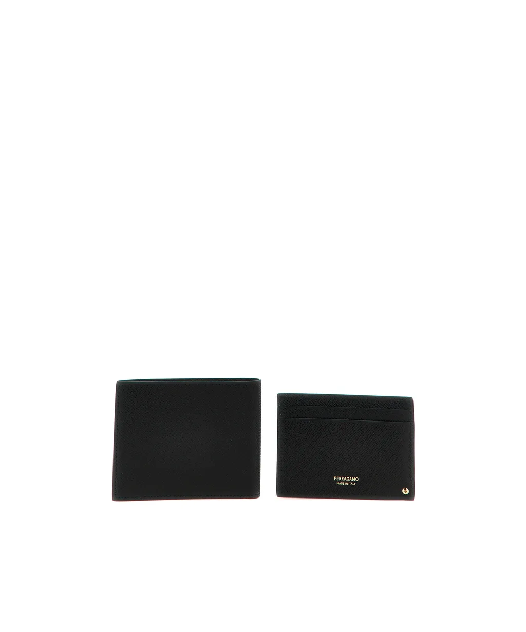 Ferragamo Gancini Plaque Wallet Card Holder Set