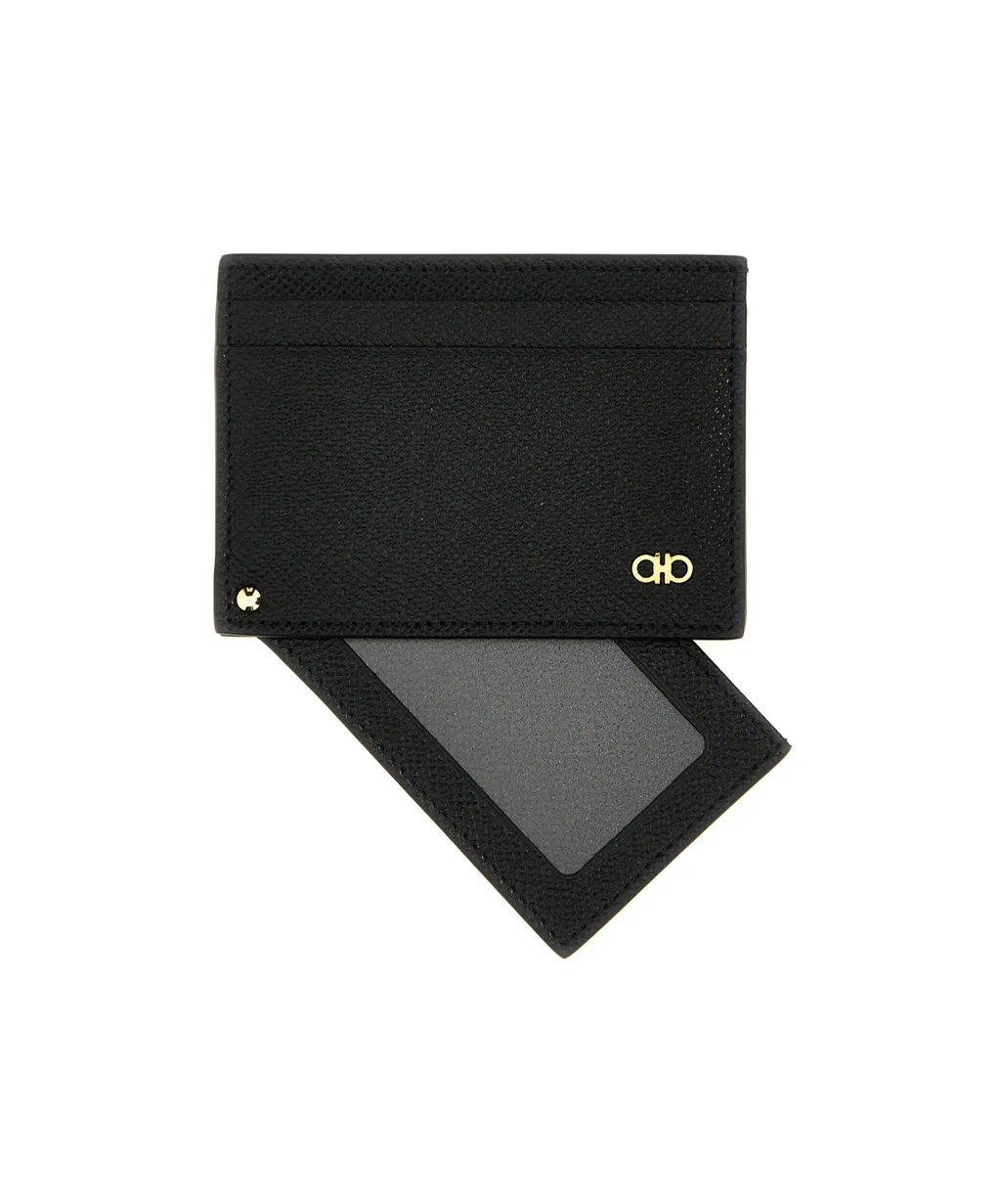 Ferragamo Gancini Plaque Wallet Card Holder Set