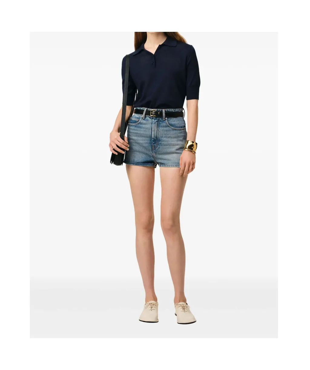 Ami Paris Ami De Coeur Fine Knit Polo Top