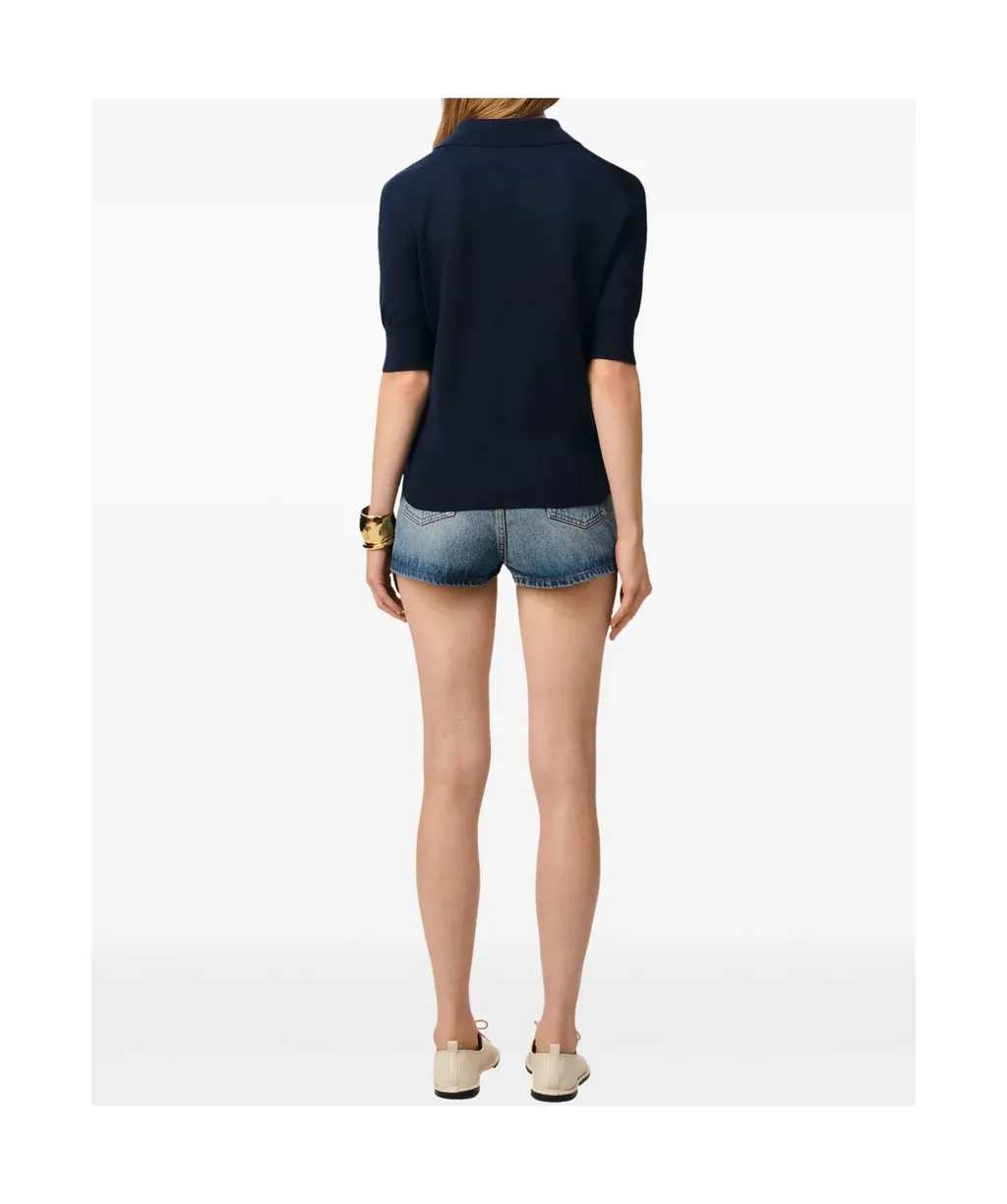 Ami Paris Ami De Coeur Fine Knit Polo Top