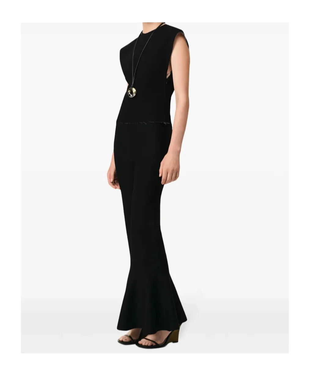 Black Wool Sleeveless Bicolor Top