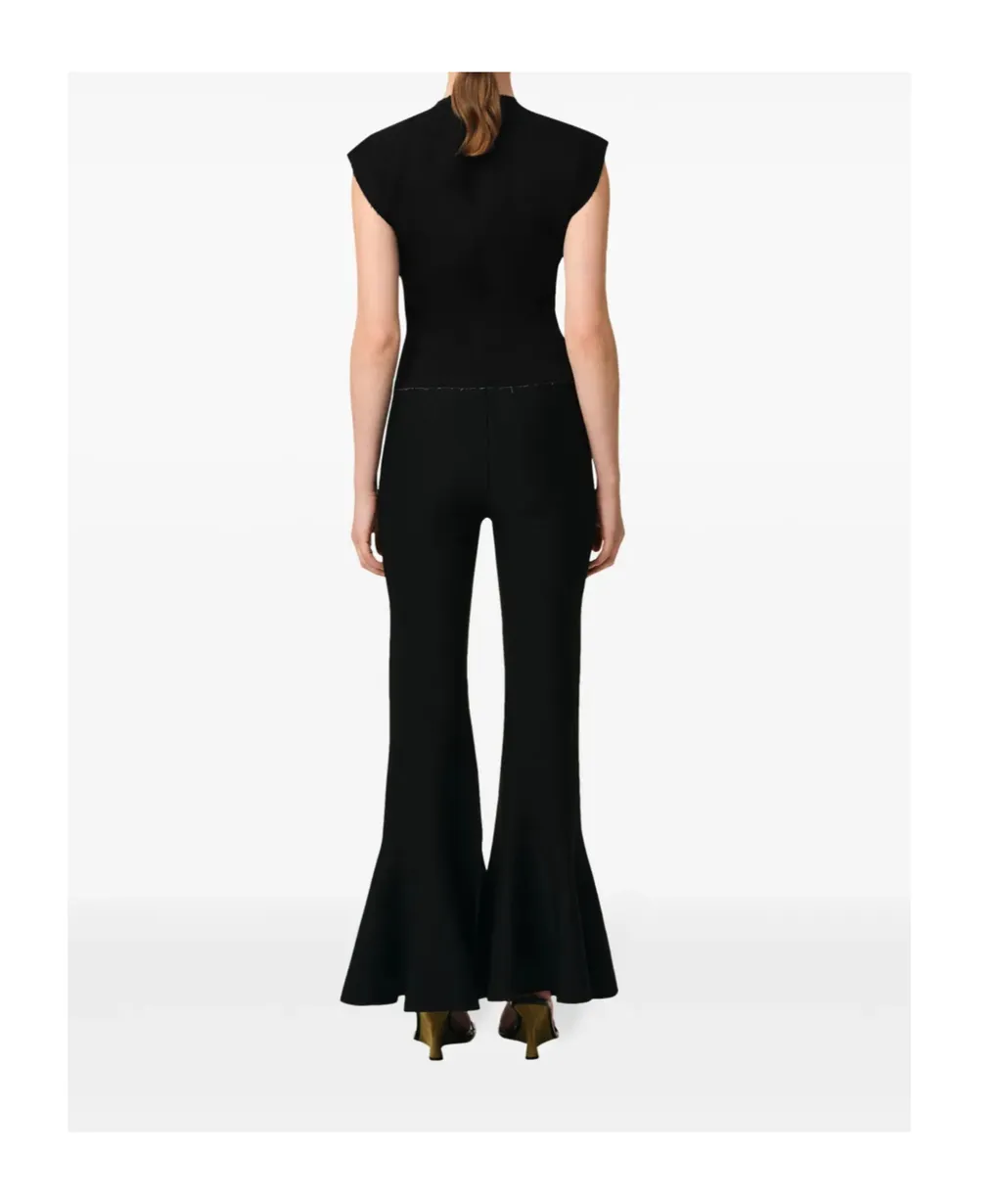 Black Wool Sleeveless Bicolor Top