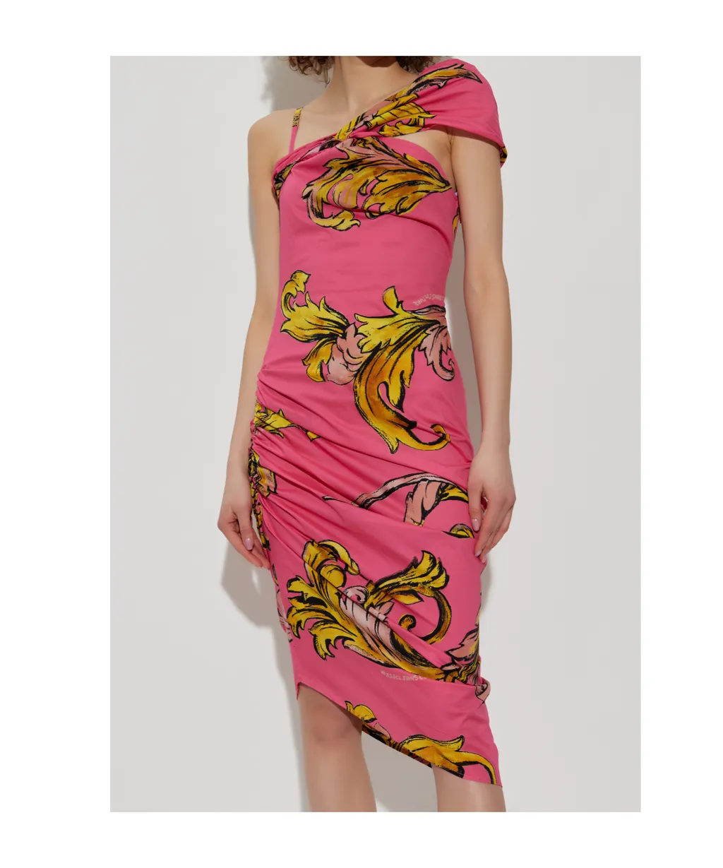 Versace Jeans Couture Baroque Print Draped Dress