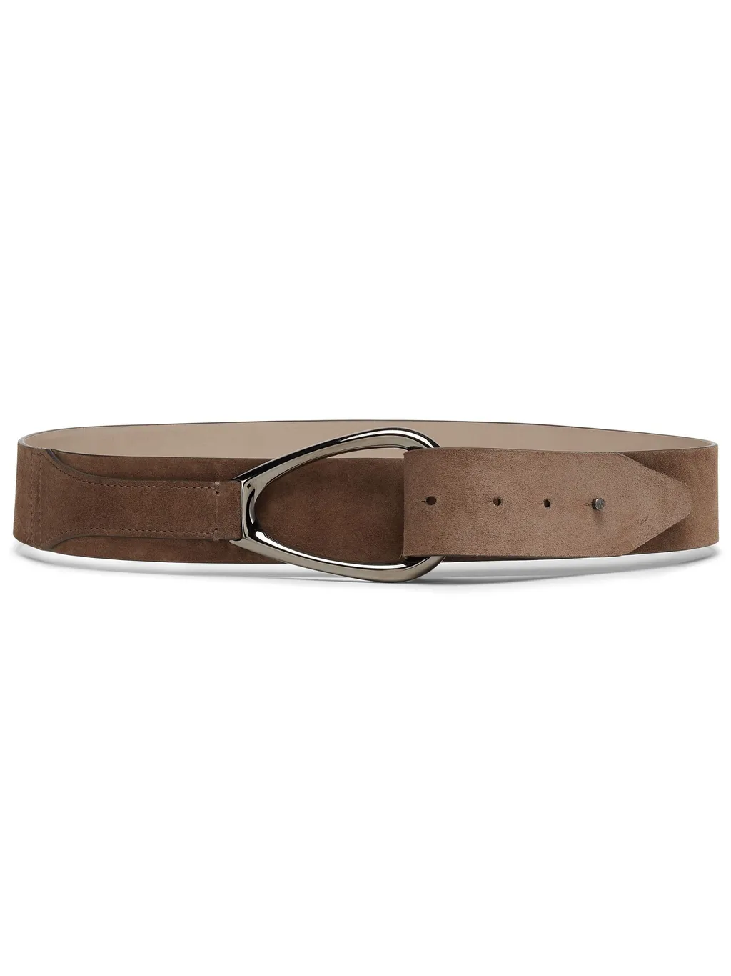 Logo-Buckle Suede Belt