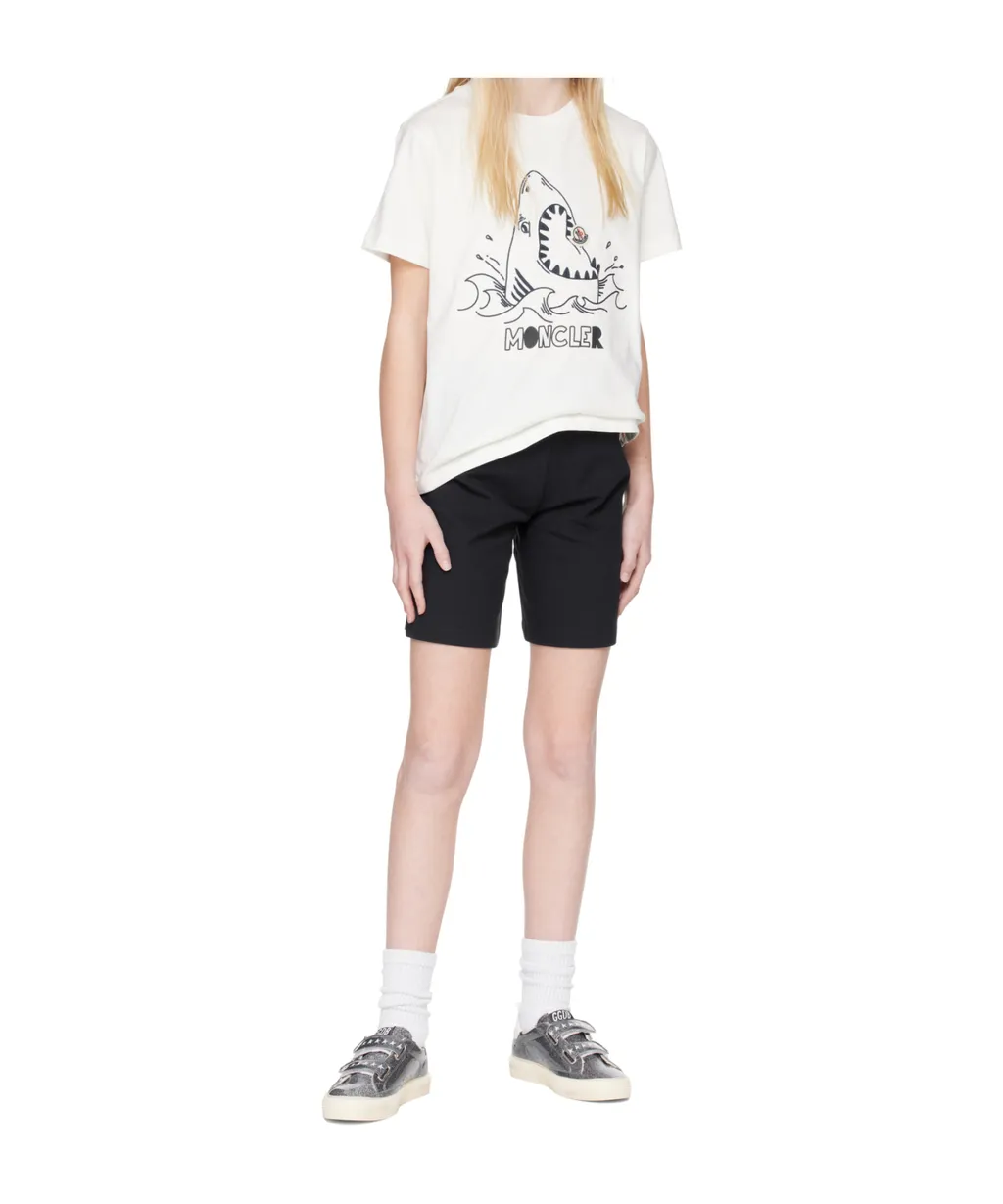 Embroidered Shark Motif Cotton Jersey T-Shirt