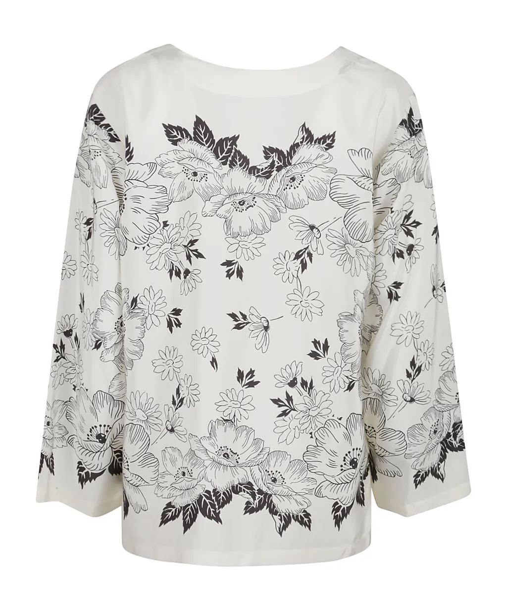 P.A.R.O.S.H. Floral Print V-Neck Blouse