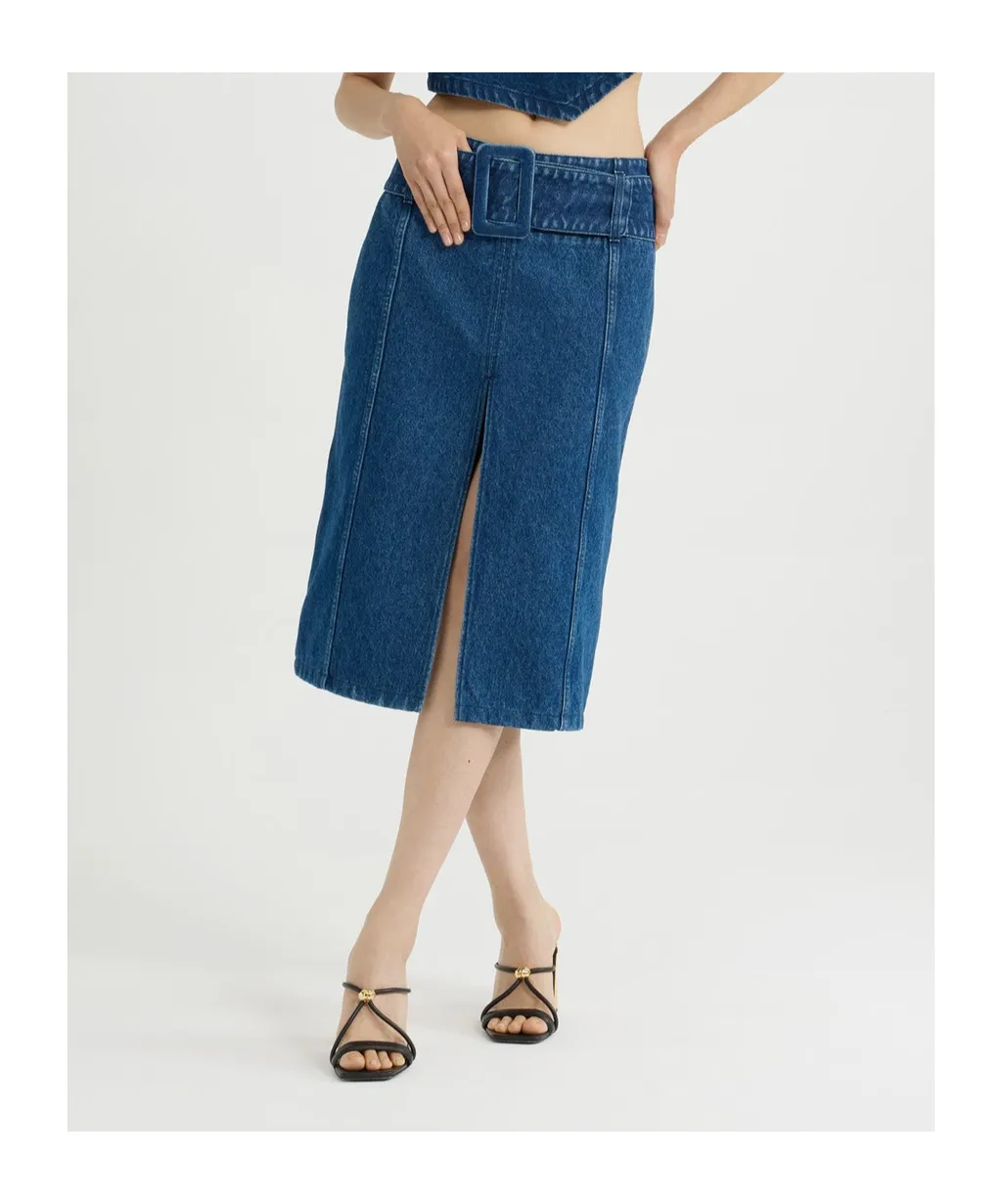 Patou Belted Midi Skirt