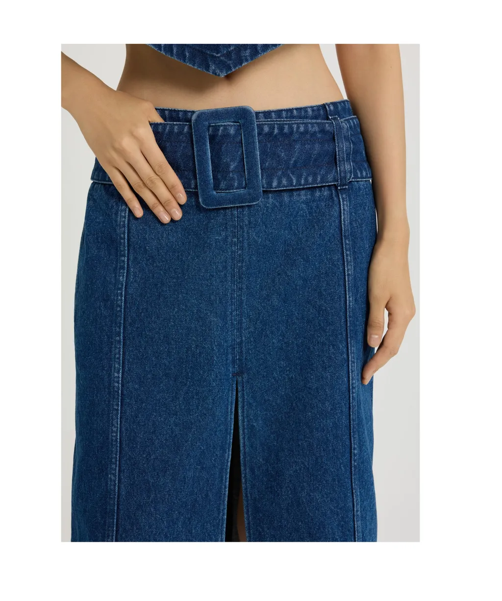 Patou Belted Midi Skirt