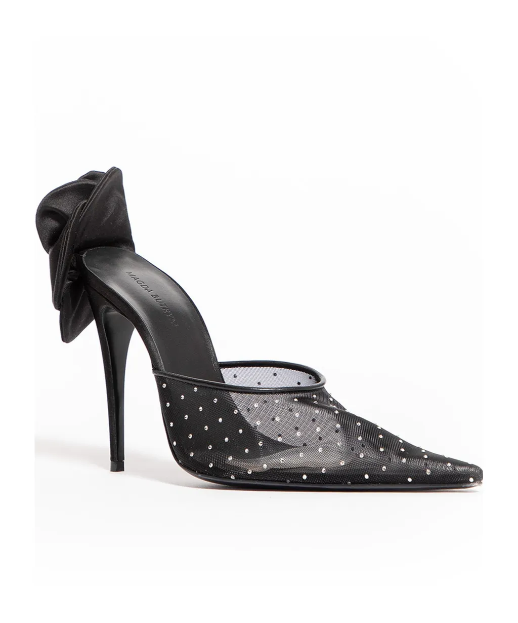 110Mm Flower-Detail Pointed Mules