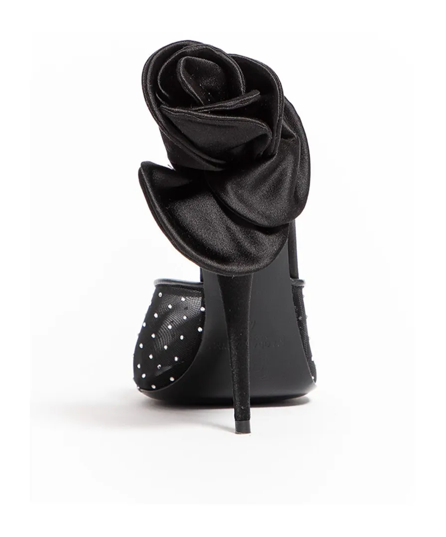 110Mm Flower-Detail Pointed Mules