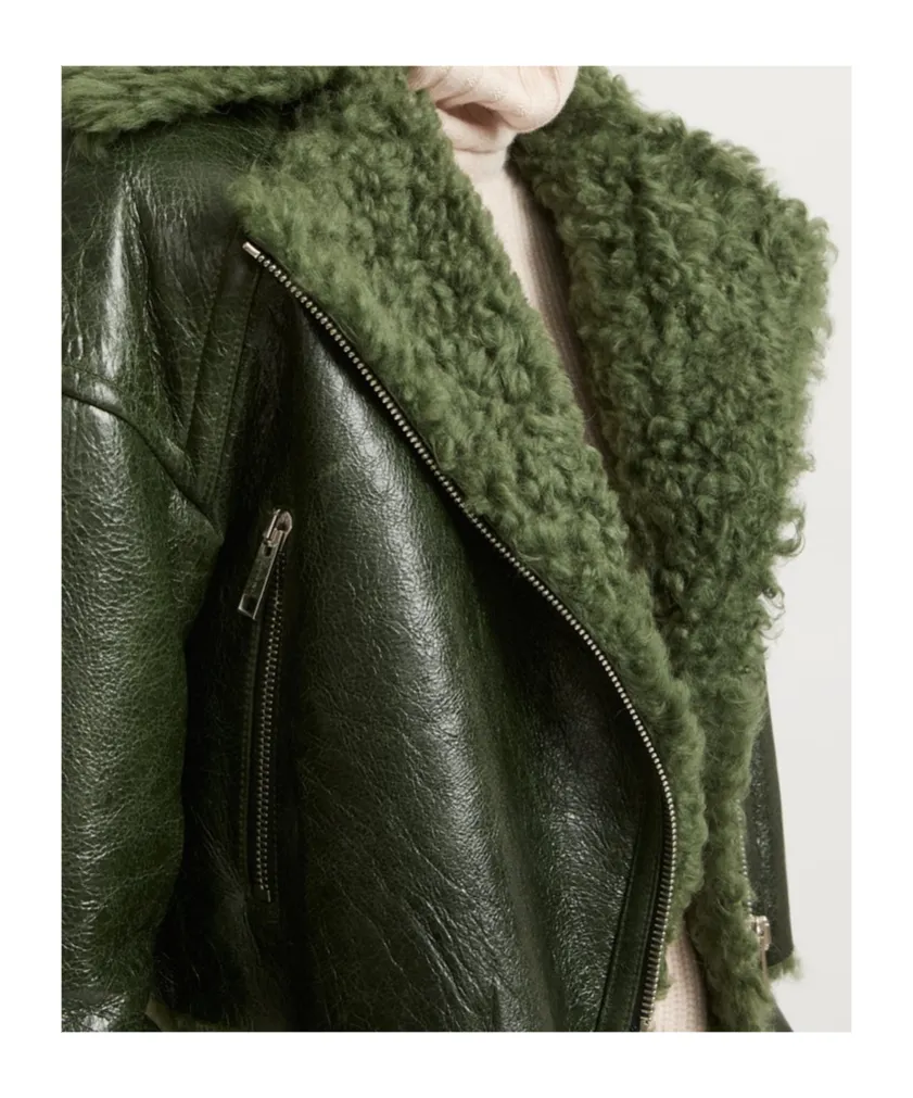 Patent-Merino Cropped Biker Jacket