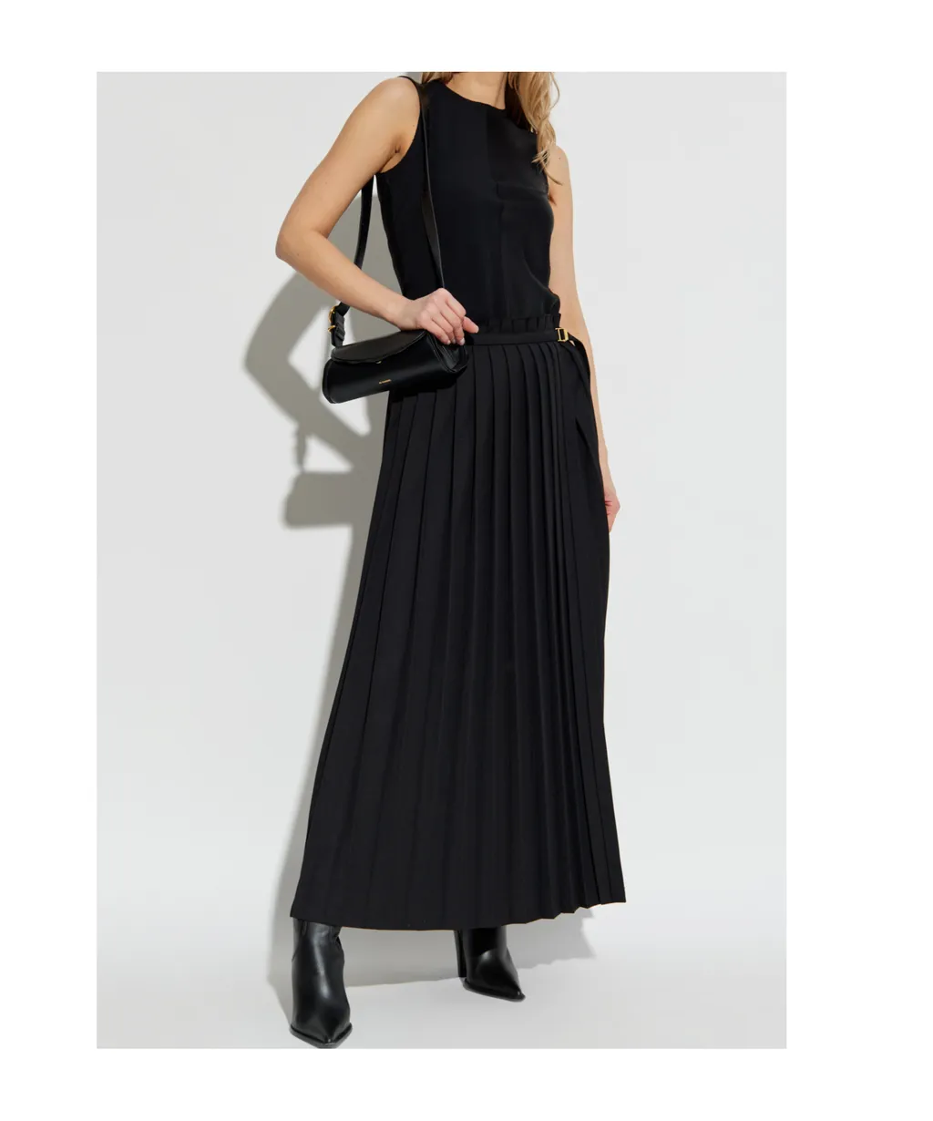 Ami Paris Twill Pleated Maxi Skirt