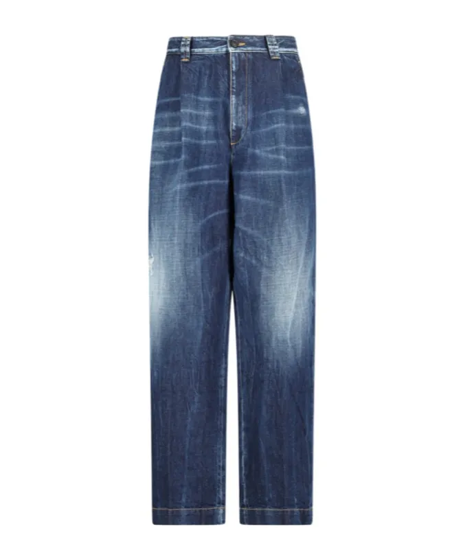 Pleat-Detail Jeans