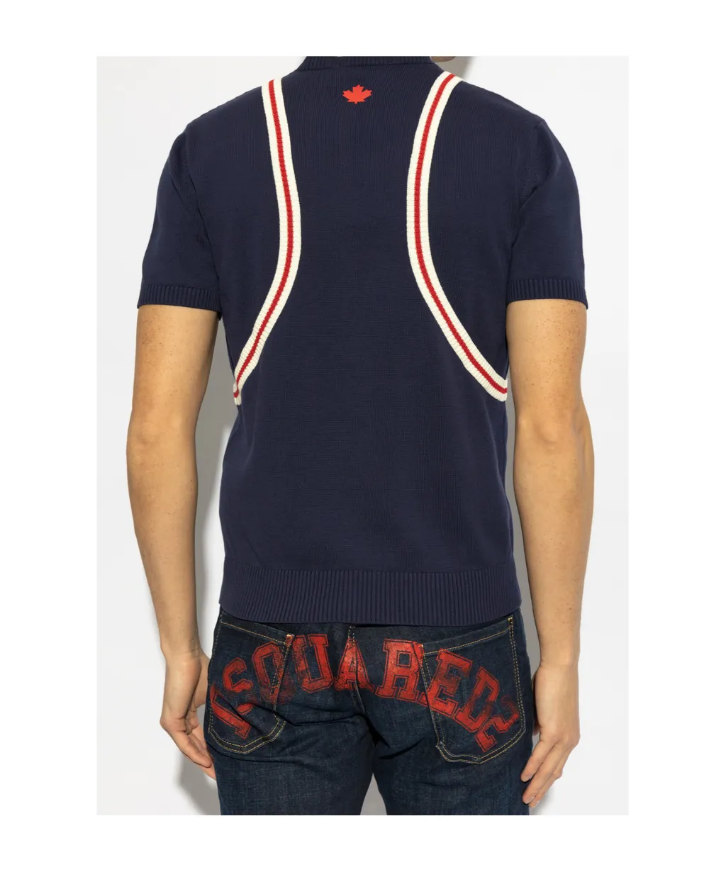 Dsquared2 Logo Printed Short-Sleeved Knitted Jumper