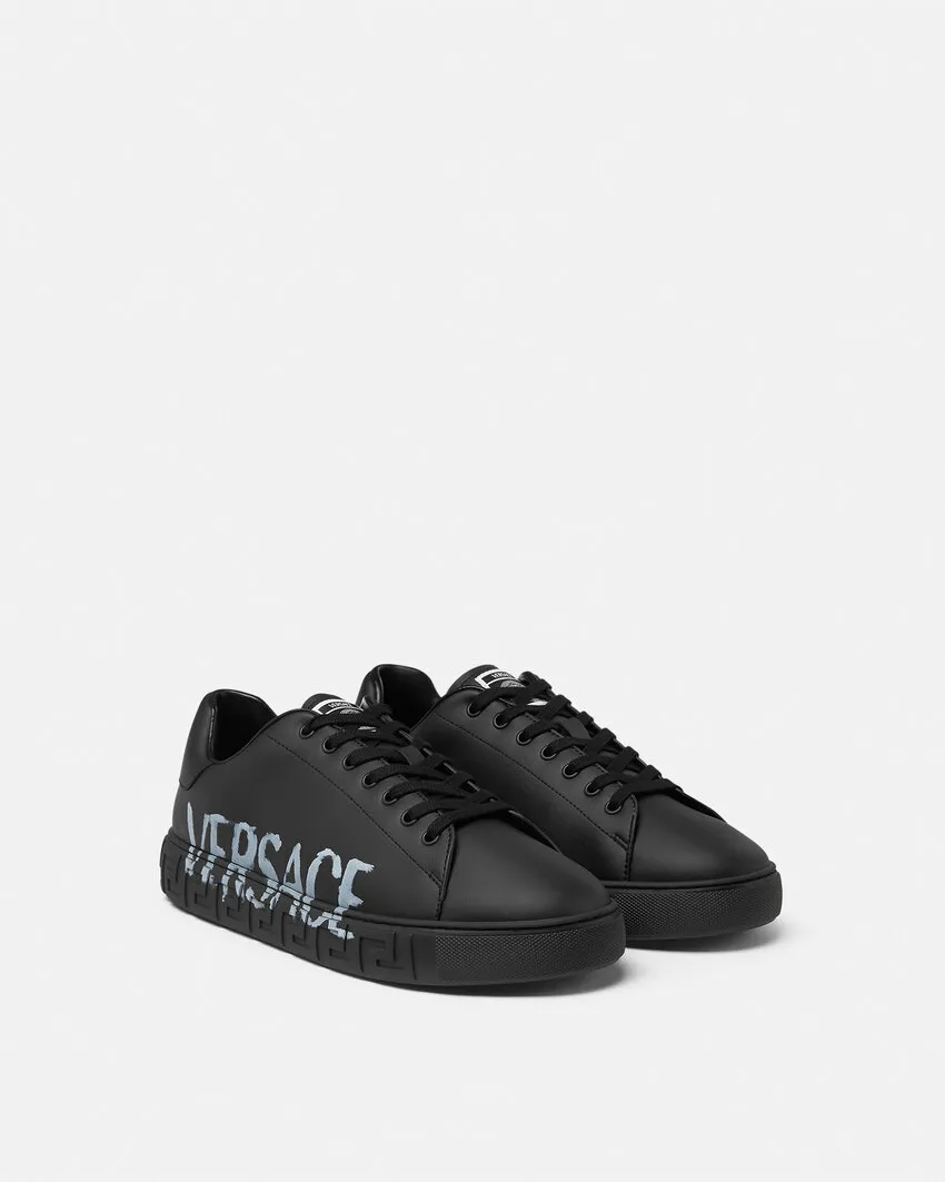 Versace Greca Low Sneakers With Logo Motif