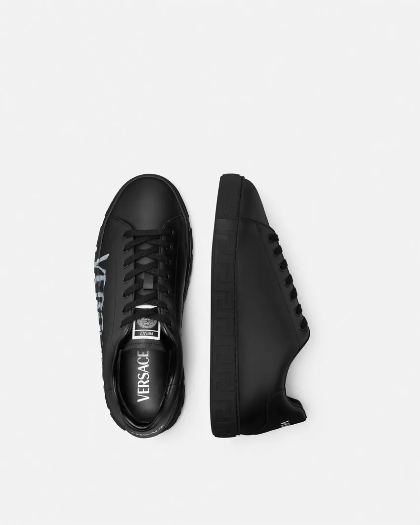 Versace Greca Low Sneakers With Logo Motif
