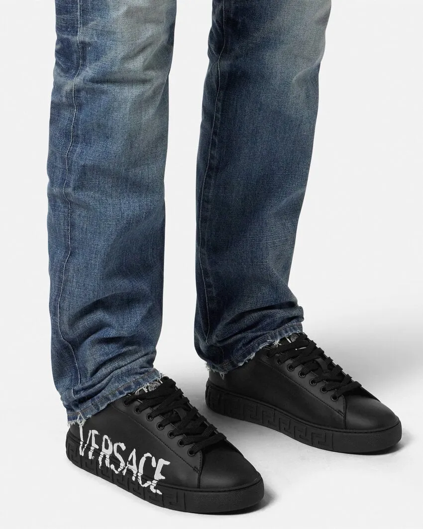 Versace Greca Low Sneakers With Logo Motif