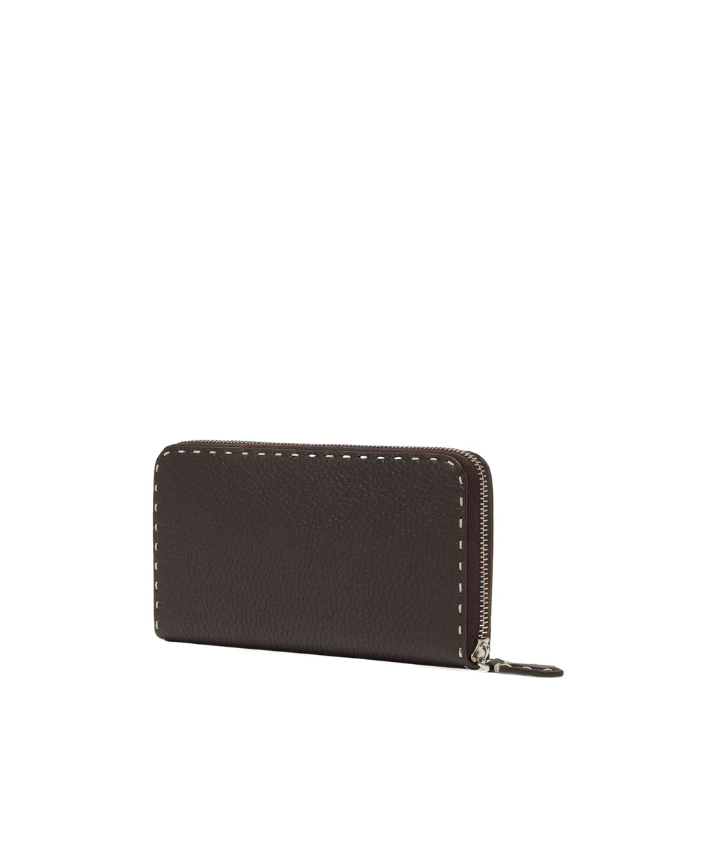 Brown Selleria Wallet With 164 Hand-Sewn Topstitches