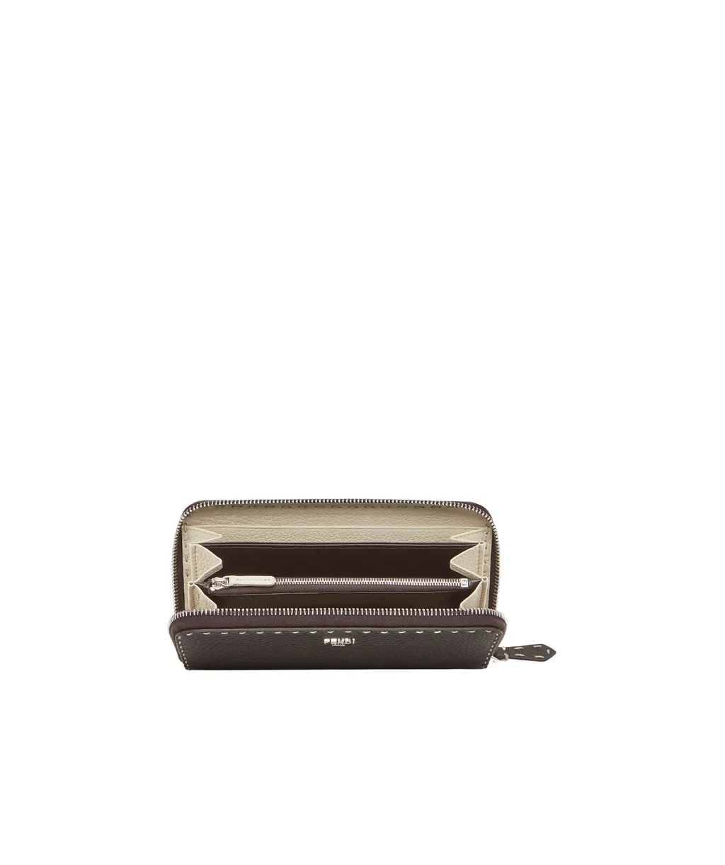 Brown Selleria Wallet With 164 Hand-Sewn Topstitches