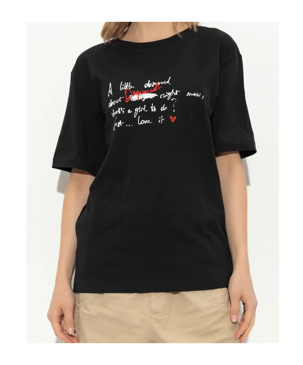 Dsquared2 Logo Embroidered Crewneck T-Shirt