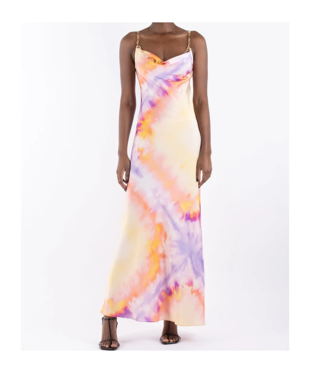 Printed Satin Maxi Dress