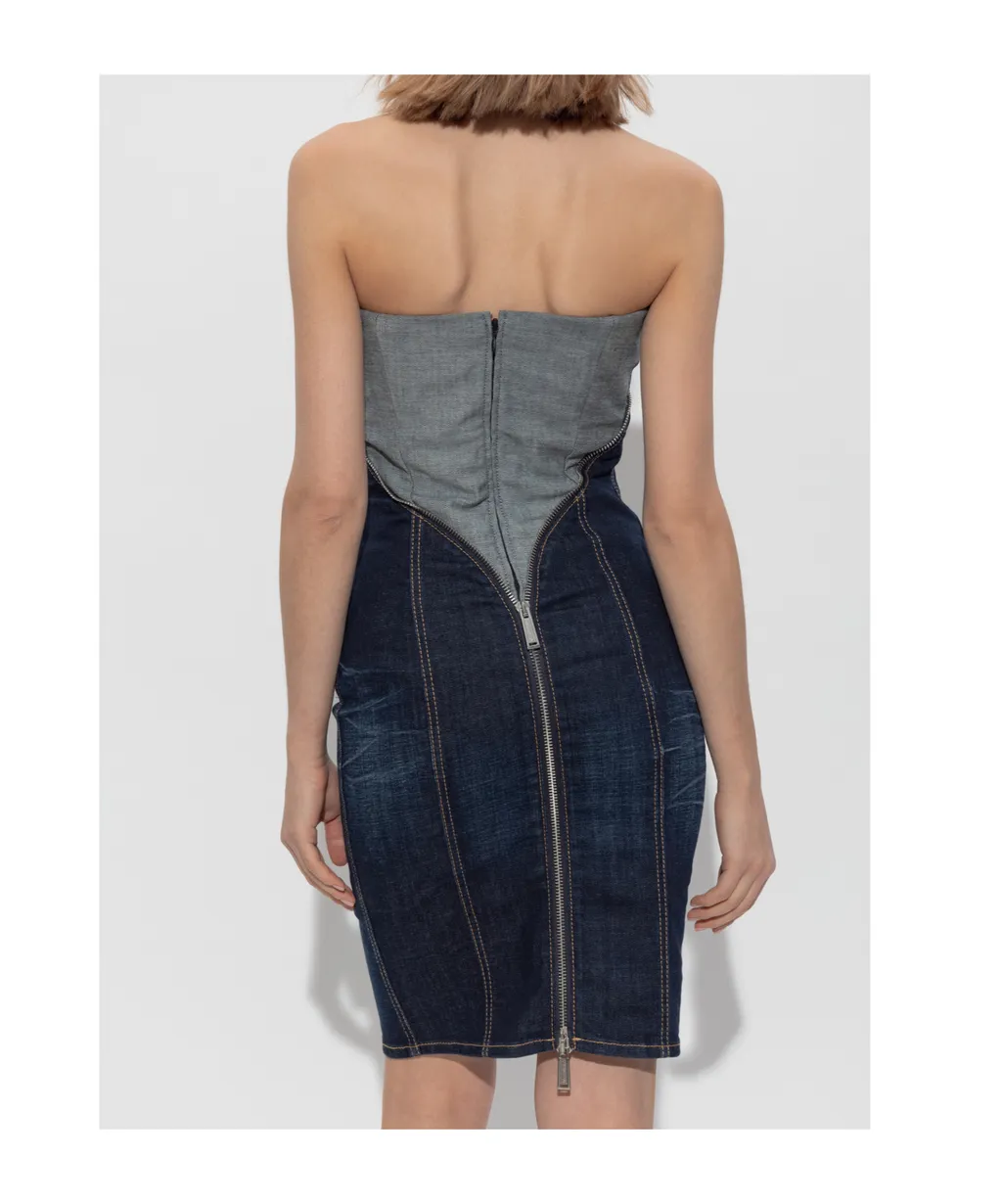 Dsquared2 Slim Fit Sleeveless Mini Denim Dress