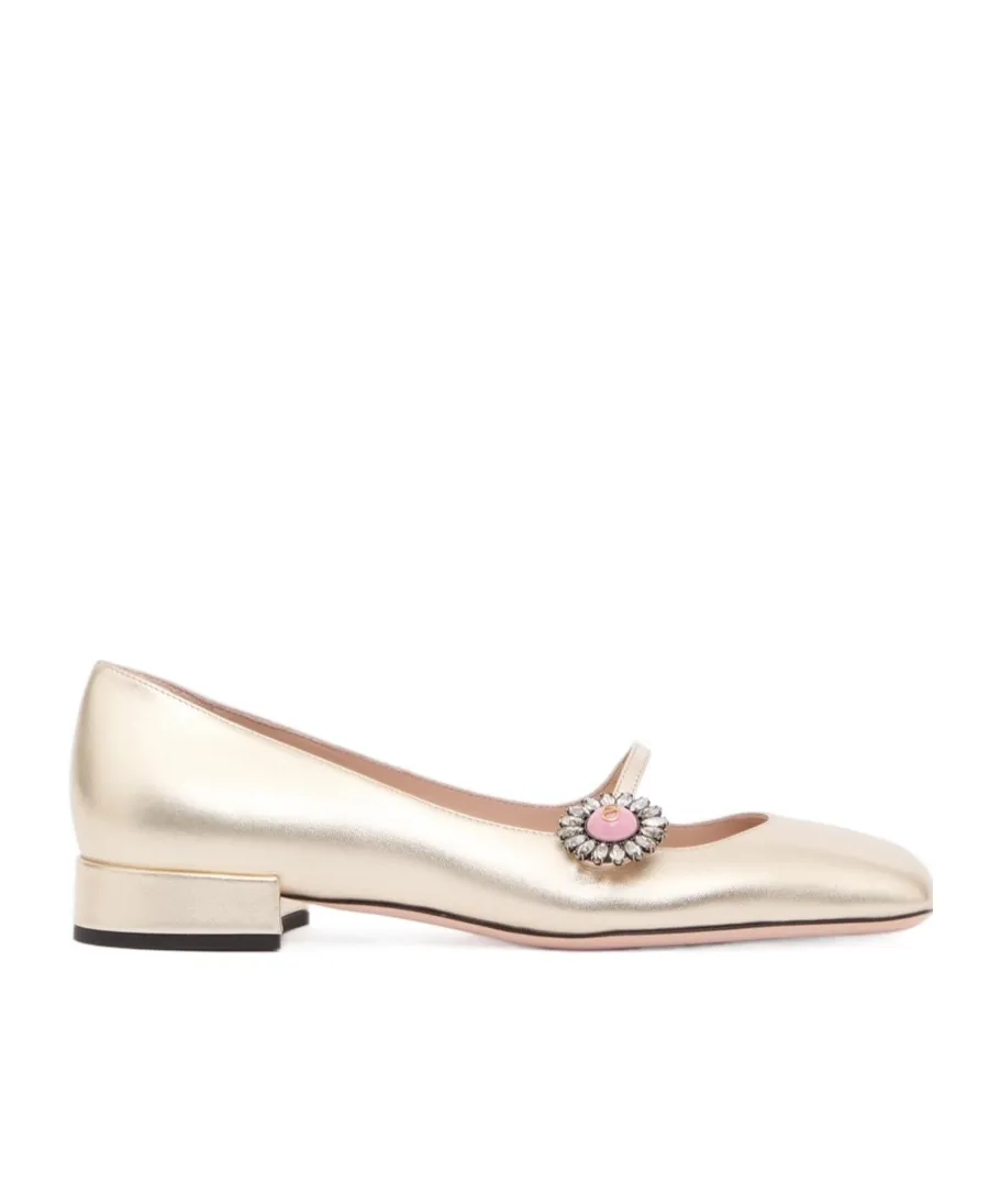 Valentino Embellished Square Toe Ballerina Shoes