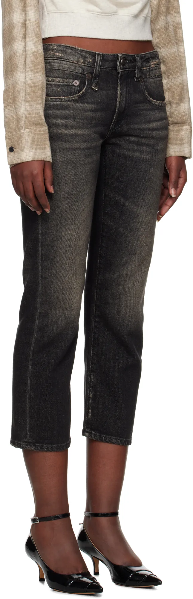 R13 Distressed Straight-Leg Jeans