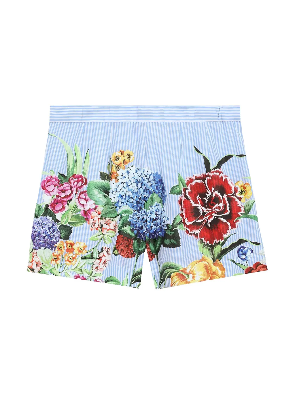 Dolce & Gabbana Kids Floral Printed Striped Shorts
