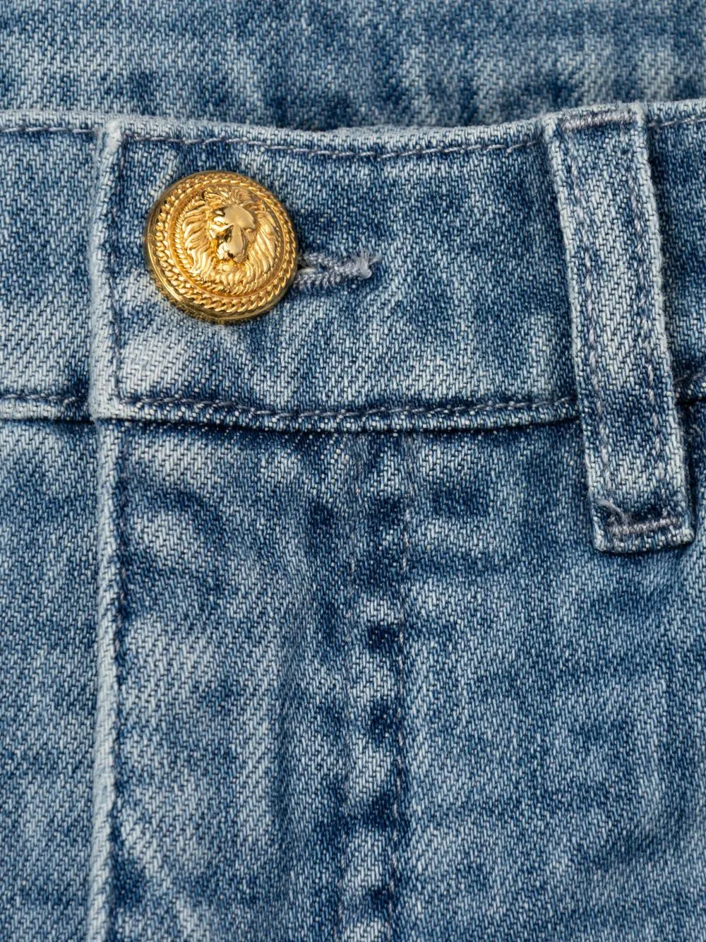 Balmain Kids Logo Printed Denim Shorts