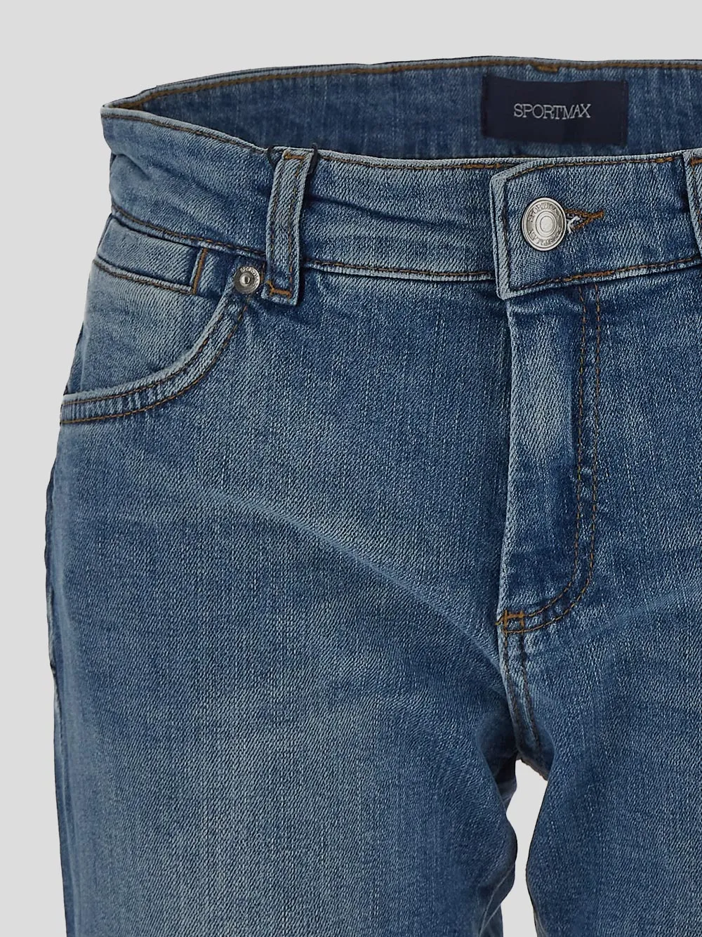 Sportmax Logo Patch Turn-Up Hem Jeans