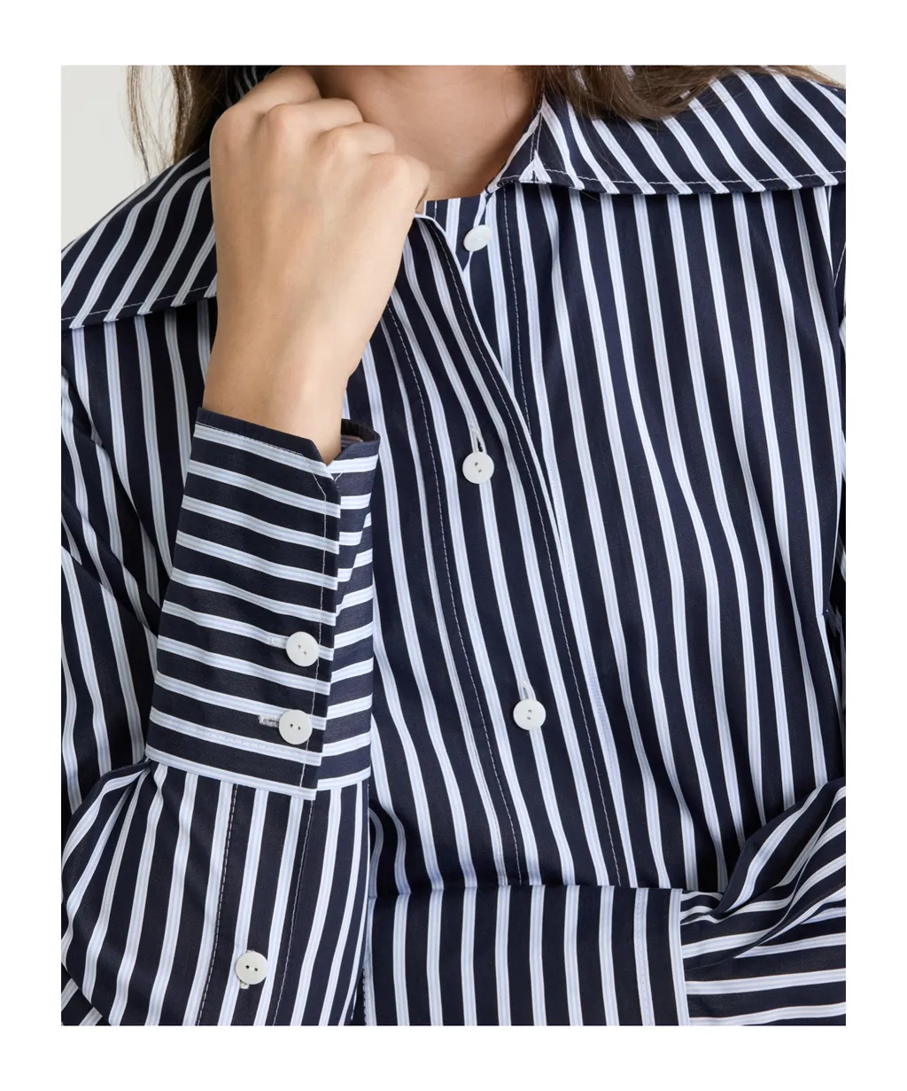 Patou Striped Button-Up Blouse