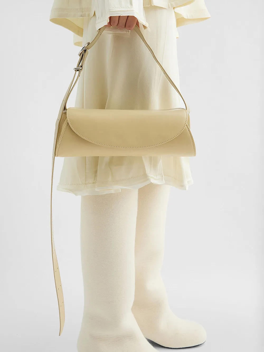 Jil Sander Cannolo Logo Stamped Small Shoulder Bag