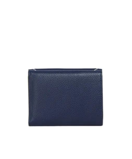 Black Leather Trifold Wallet With Marni Symbol Logo
