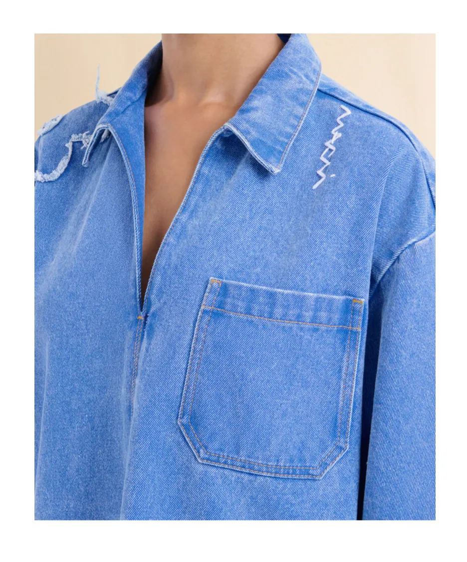 Marni Patch Detail Short Denim Dress