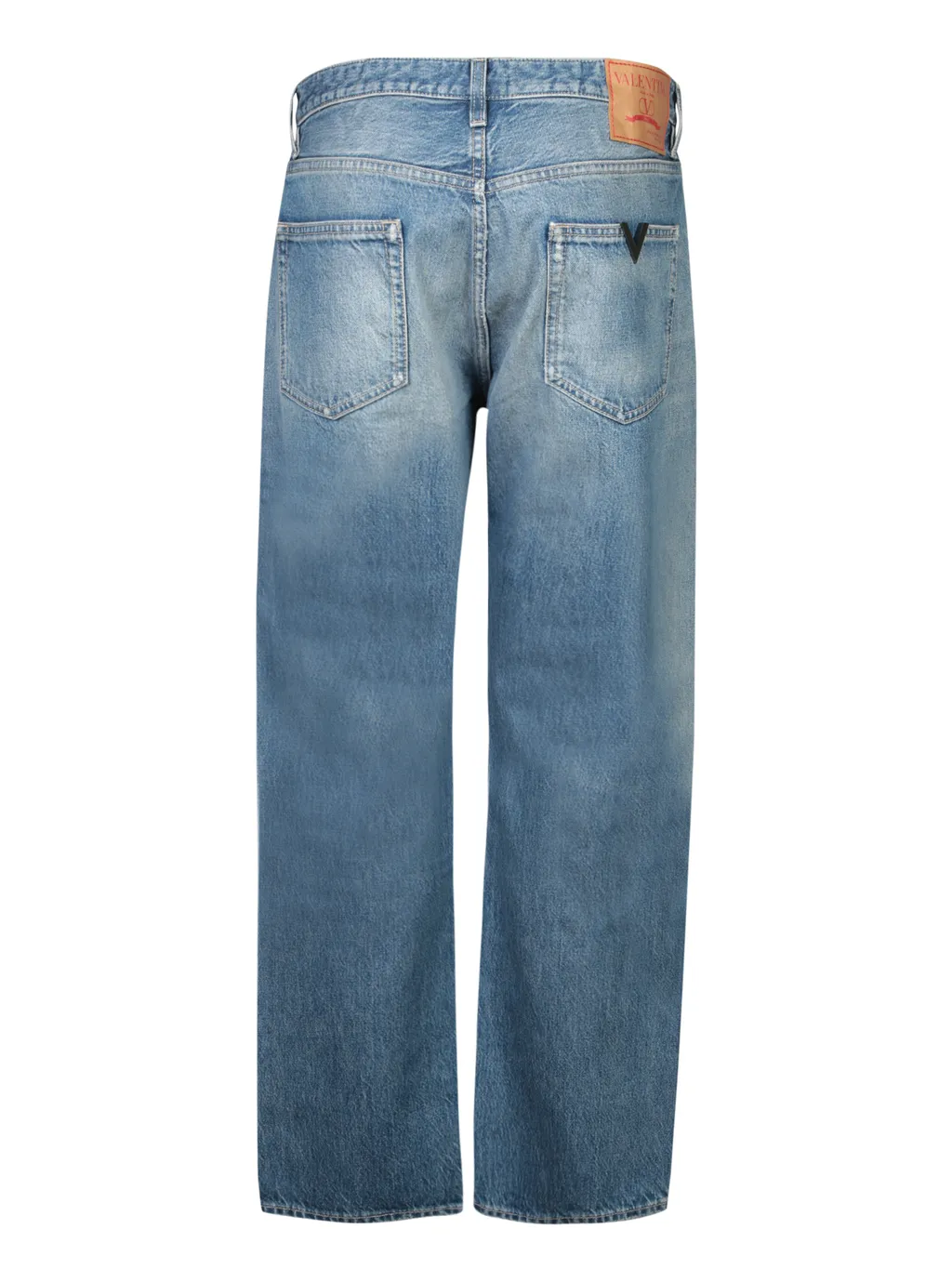 Valentino Logo Patch Straight Leg Jeans