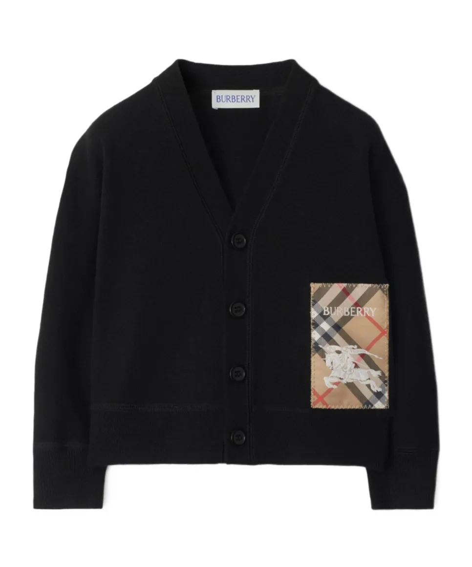 Check Label Wool Cardigan