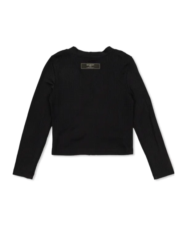 Balmain Kids Monogram V-Neck Button-Up Cardigan