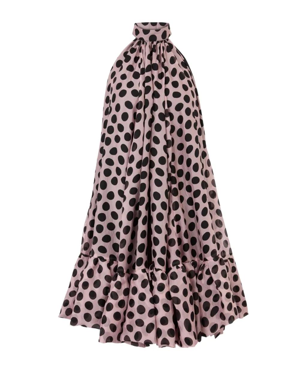 Peplum-Hem Halterneck Mini Dress