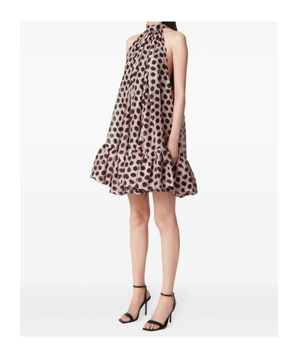 Peplum-Hem Halterneck Mini Dress
