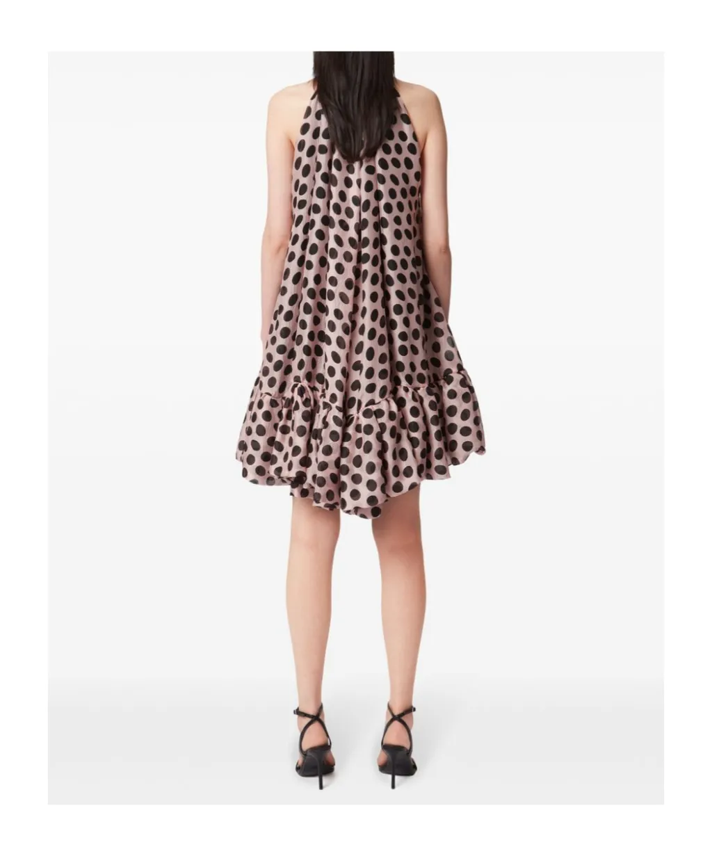 Peplum-Hem Halterneck Mini Dress