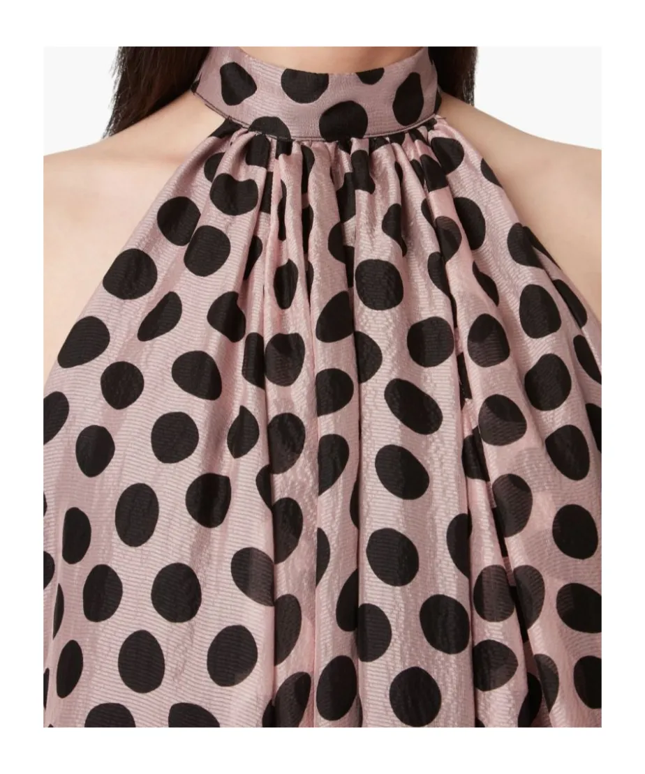 Peplum-Hem Halterneck Mini Dress